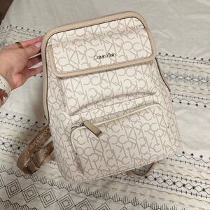 Calvin Klein Beige Monogram Backpack